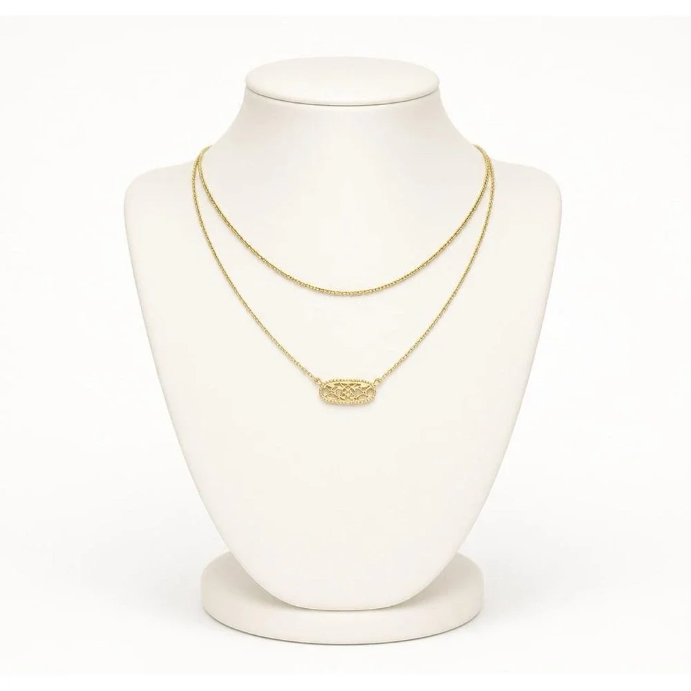 New In Box Kendra Scott Emma Filigree Pendant Necklace Set / 14k Gold Plated